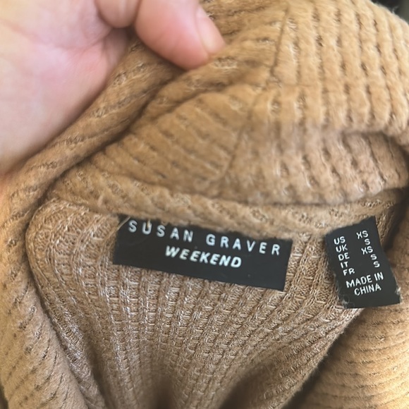 Susan Graver Weekend Textured Knit Crossover Hem Cowl Neck Sweater Tunic Top. - Picture 7 of 8